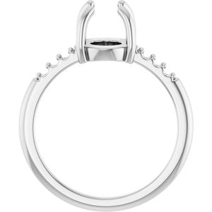 14K White Gold 9x7 mm Oval Cabochon Ring Mounting – image 4