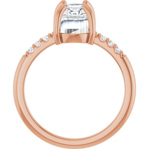 14K Rose Gold 9x7 mm Oval 1/10 CTW Natural Diamond Semi-Set Cabochon Ring – image 3