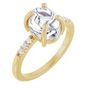 10K Yellow Gold 9x7 mm Oval 1/10 CTW Lab-Grown Diamond Semi-Set Cabochon Ring
