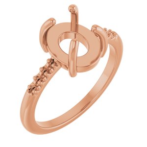14K Rose Gold 9x7 mm Oval Cabochon Ring Mounting – image 2