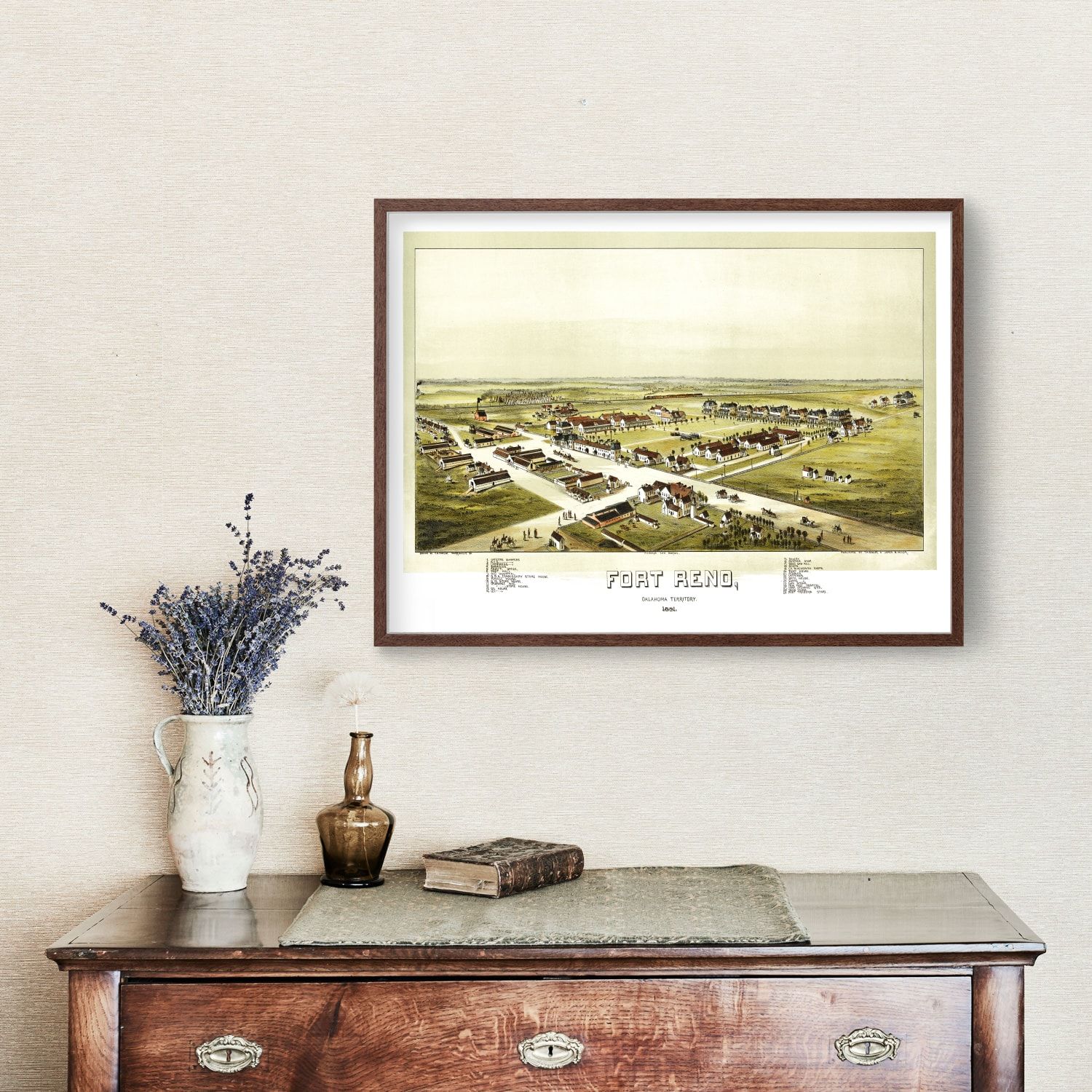Vintage Map of Fort Reno, Oklahoma 1891