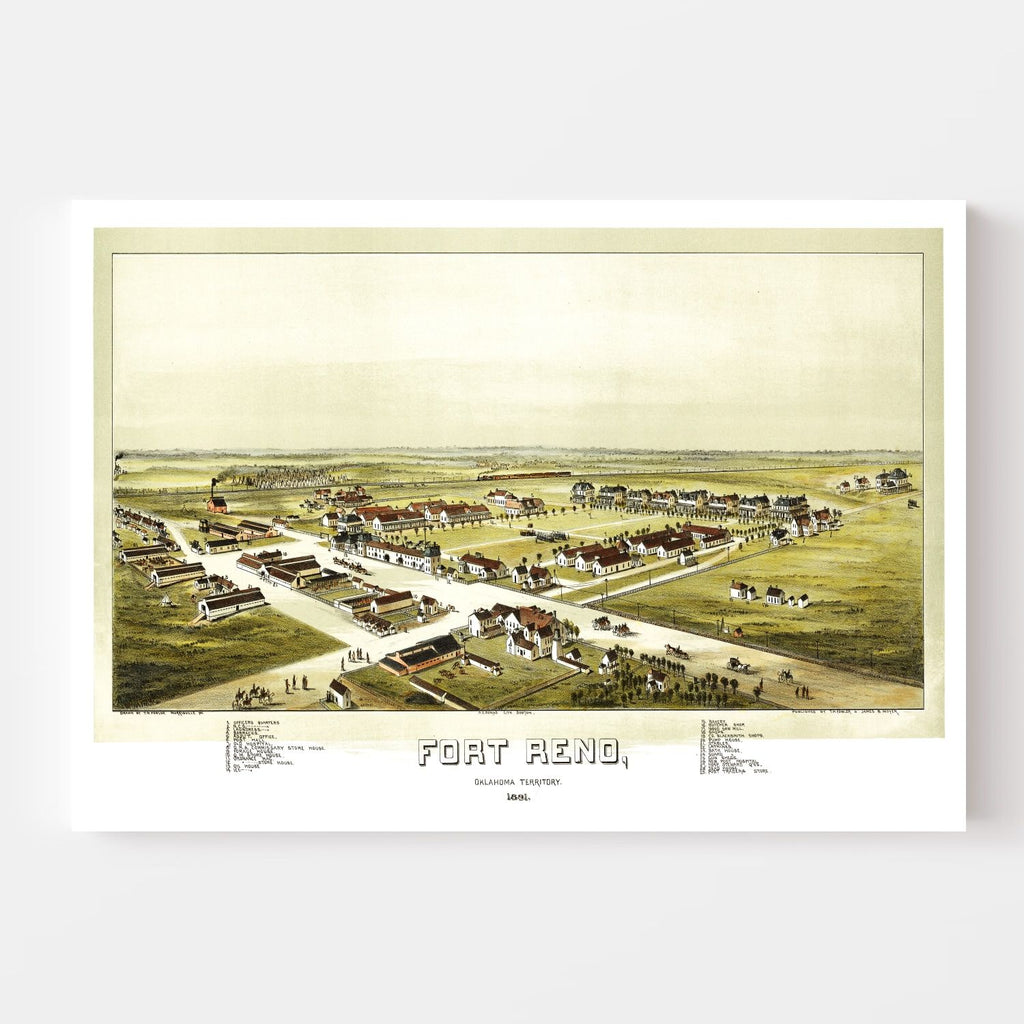 Vintage Map of Fort Reno, Oklahoma 1891