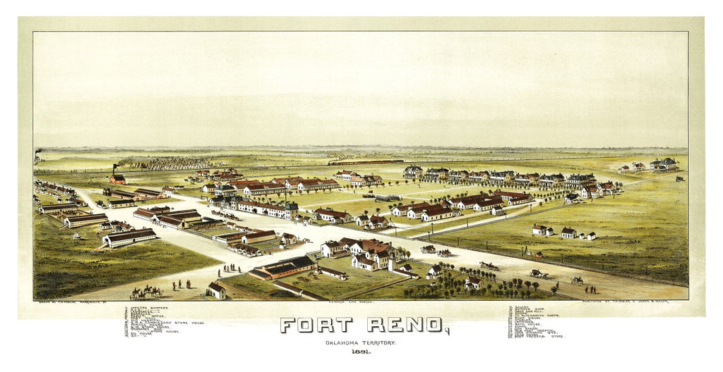 Vintage Map of Fort Reno, Oklahoma 1891