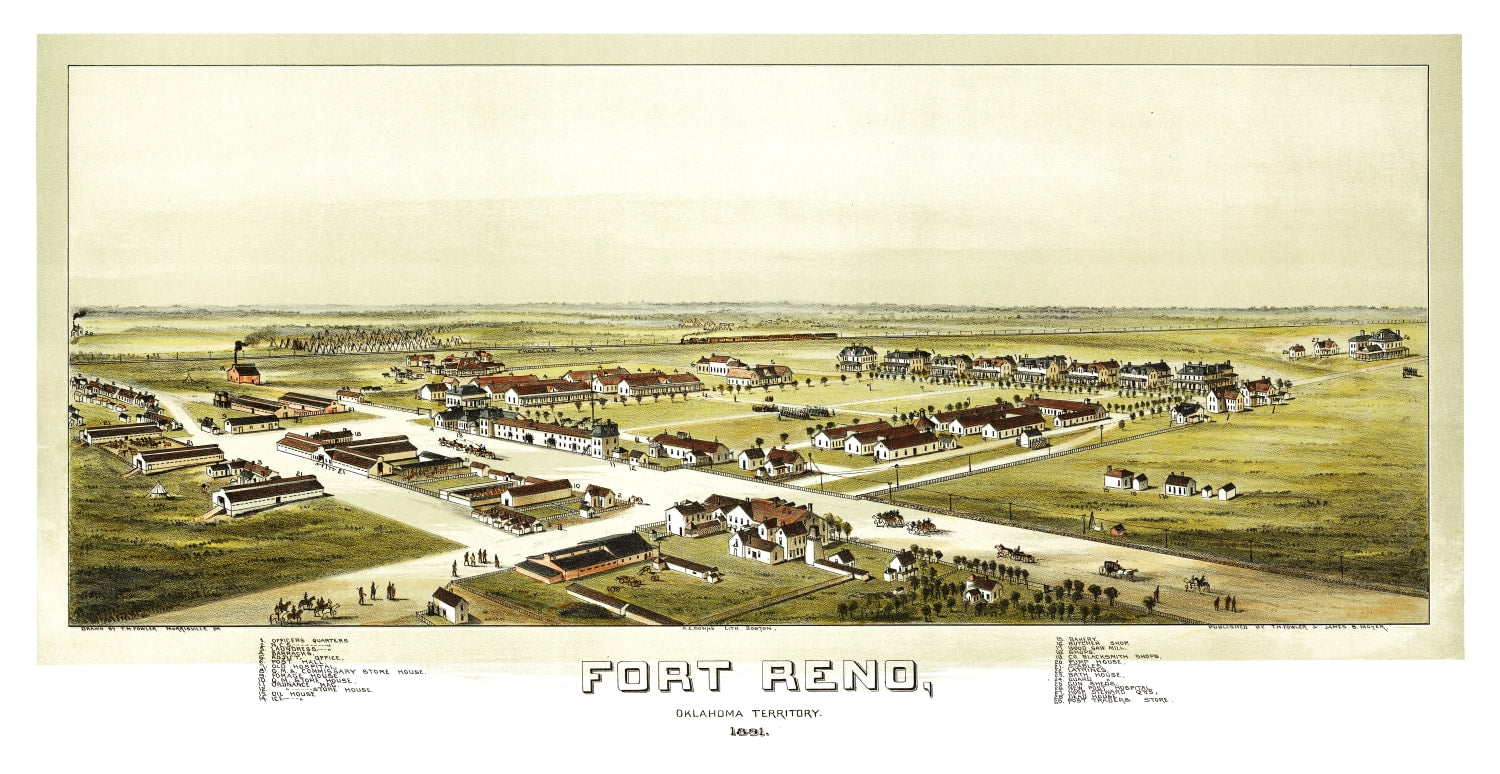 Vintage Map of Fort Reno, Oklahoma 1891