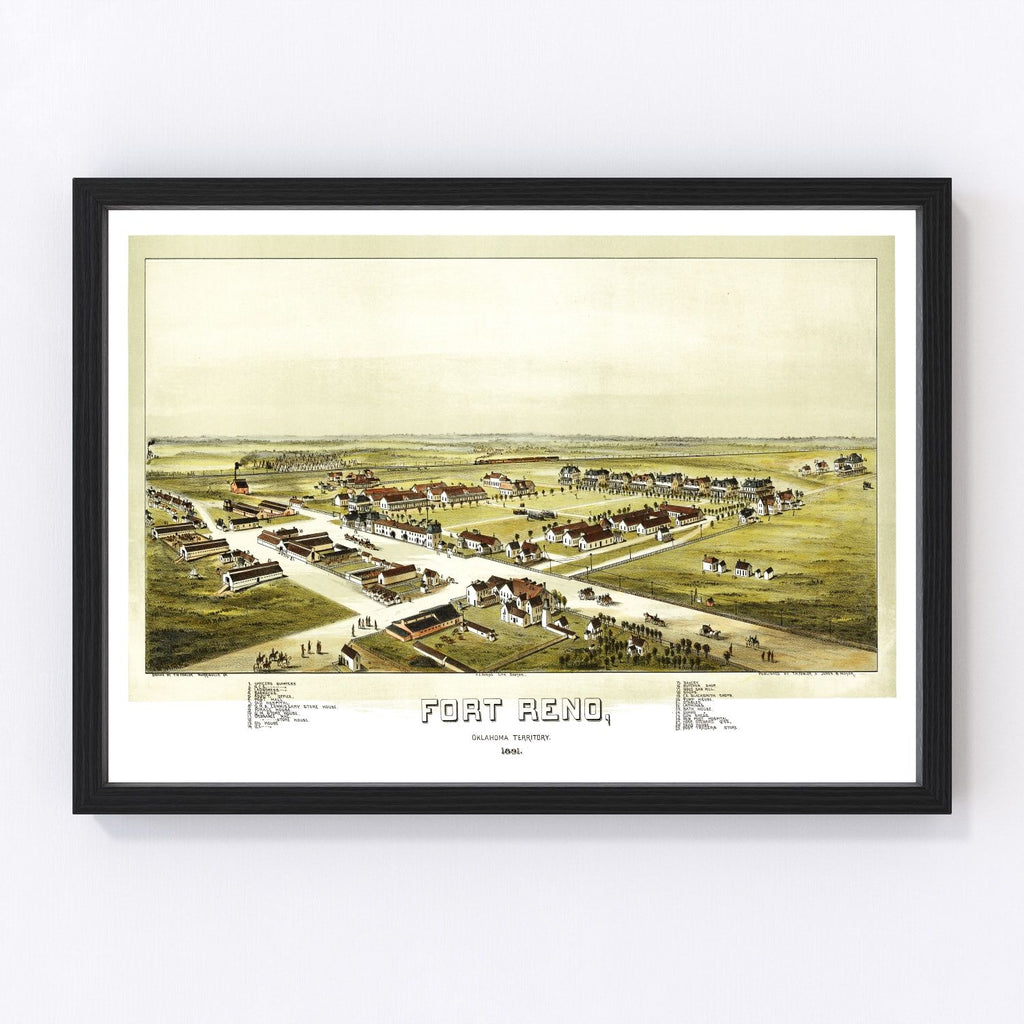 Vintage Map of Fort Reno, Oklahoma 1891