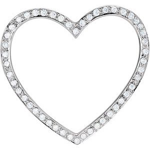 Sterling Silver Imitation White Cubic Zirconia 19x15 mm Heart Pendant