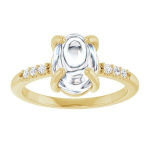14K Yellow Gold 9x7 mm Oval Cabochon Ring Mounting – image 5