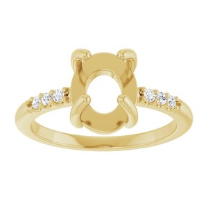 10K Yellow Gold 9x7 mm Oval 1/10 CTW Natural Diamond Semi-Set Cabochon Ring – image 6