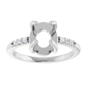 Platinum 9x7 mm Oval 1/10 CTW Lab-Grown Diamond Semi-Set Cabochon Ring – image 6