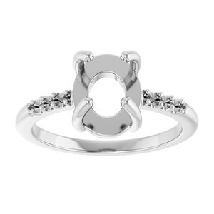10K White Gold 9x7 mm Oval Cabochon Ring Mounting – image 6