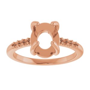 14K Rose Gold 9x7 mm Oval Cabochon Ring Mounting – image 6