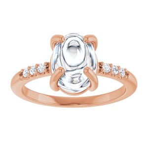 14K Rose Gold 9x7 mm Oval 1/10 CTW Natural Diamond Semi-Set Cabochon Ring – image 5