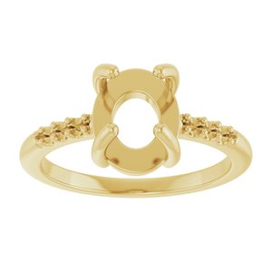 14K Yellow Gold 9x7 mm Oval Cabochon Ring Mounting – image 6