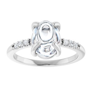 10K White Gold 9x7 mm Oval Cabochon Ring Mounting – image 5