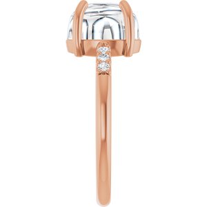 14K Rose Gold 9x7 mm Oval 1/10 CTW Lab-Grown Diamond Semi-Set Cabochon Ring – image 7