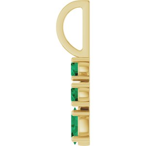 14K Yellow Gold Lab-Grown Emerald Cross Charm/Pendant – image 3