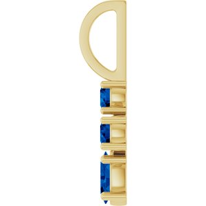 14K Yellow Gold Lab-Grown Blue Sapphire Cross Charm/Pendant – image 3