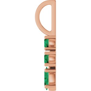 14K Rose Gold Lab-Grown Emerald Cross Charm/Pendant – image 3