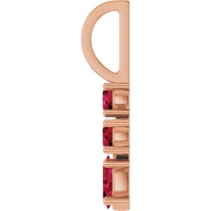 14K Rose Gold Lab-Grown Ruby Cross Charm/Pendant – image 3