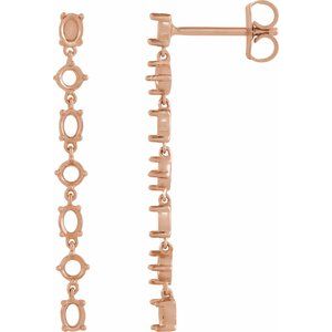 14K Rose Gold Accented Dangle Earring Mountings