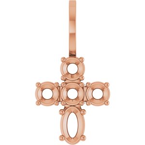 14K Rose Gold 5x3 mm Oval Cross Charm/Pendant Mounting – image 2