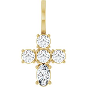 14K Yellow Gold 5x3 mm Oval Cross Charm/Pendant Mounting