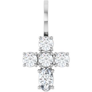 Sterling Silver 5x3 mm Oval Cross Charm/Pendant Mounting