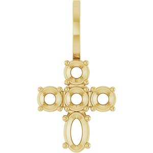 14K Yellow Gold 5x3 mm Oval Cross Charm/Pendant Mounting – image 2
