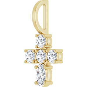 14K Yellow Gold 5x3 mm Oval Cross Charm/Pendant Mounting – image 3