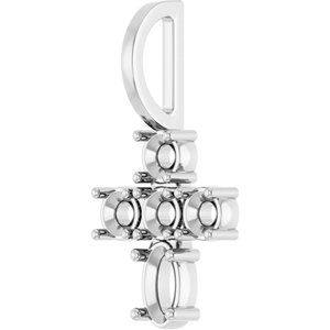 14K White Gold 5x3 mm Oval Cross Charm/Pendant Mounting – image 4