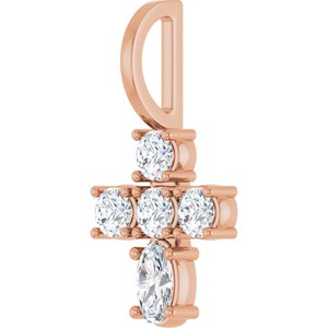 14K Rose Gold 5x3 mm Oval Cross Charm/Pendant Mounting – image 3