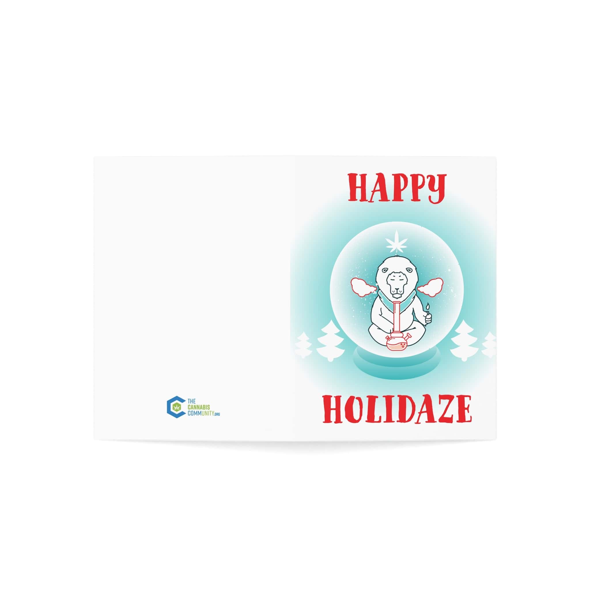 Happy Holidaze Zen Lion Smoking Bong Merry Christmas Greeting Cards (1, 10, 30, and 50pcs)