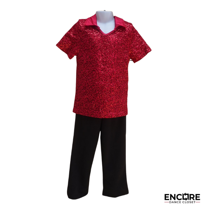 Sequin Collar Shirt Set