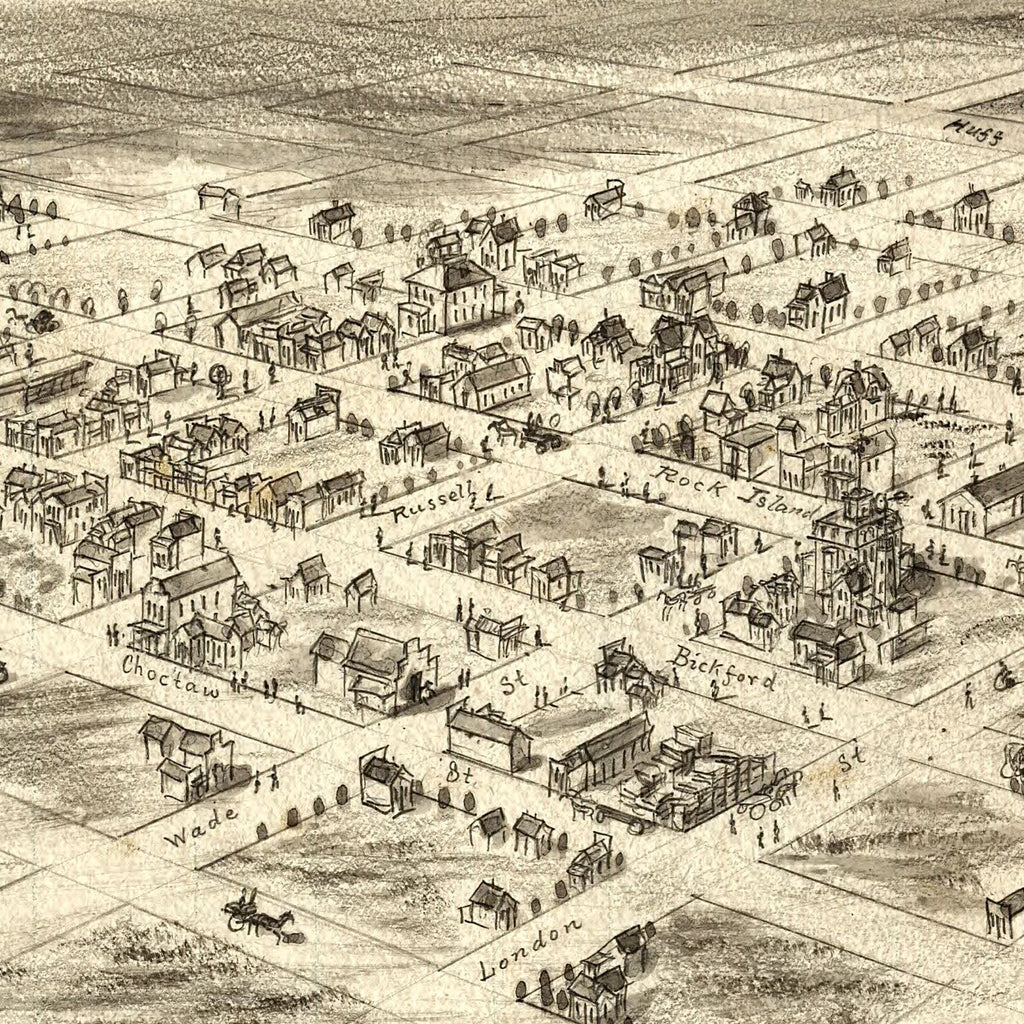 Vintage Map of El Reno, Oklahoma 1891