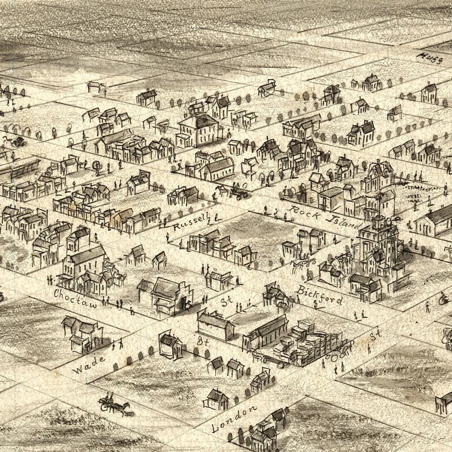 Vintage Map of El Reno, Oklahoma 1891
