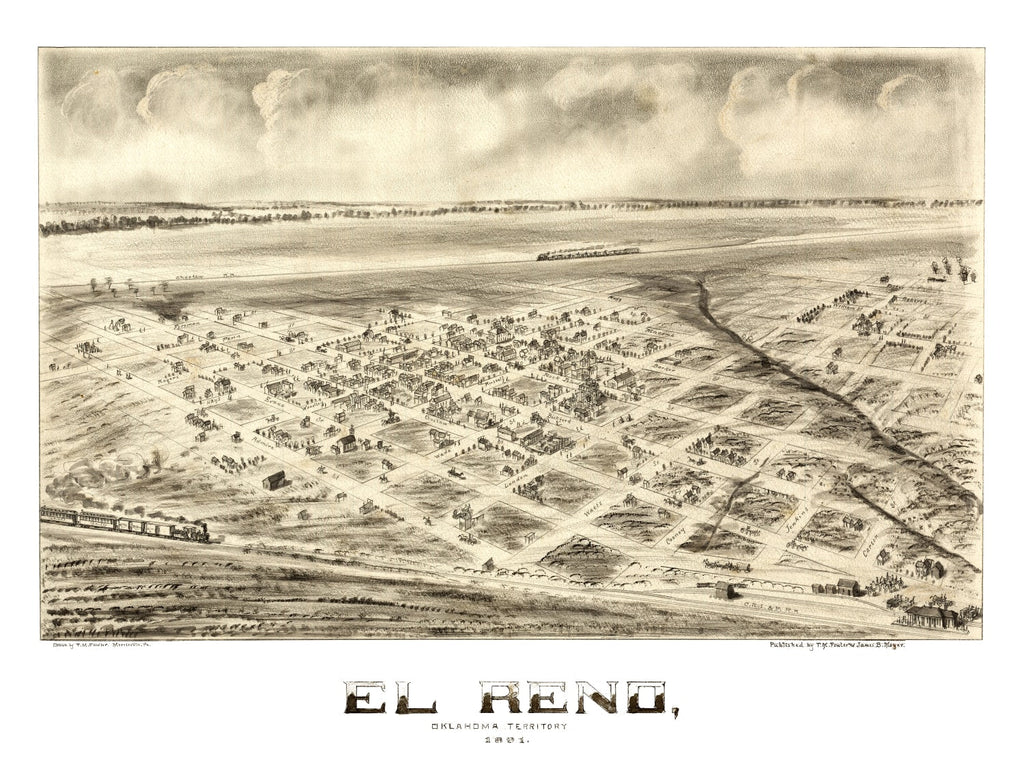 Vintage Map of El Reno, Oklahoma 1891