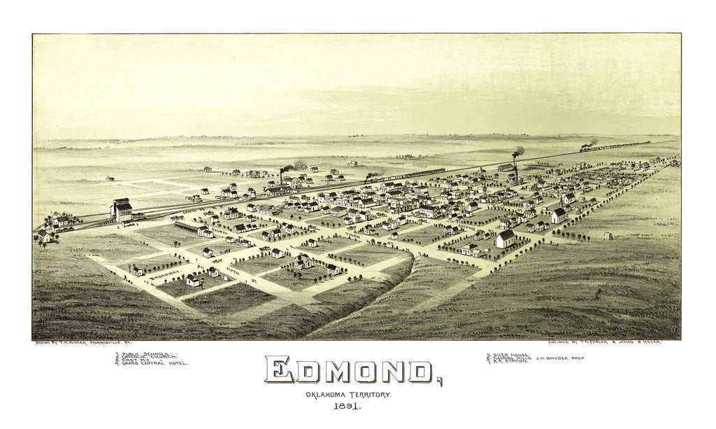 Vintage Map of Edmond, Oklahoma 1891