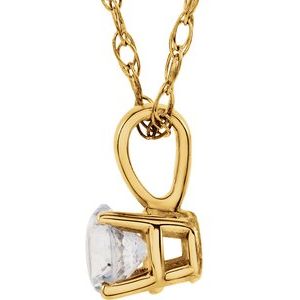 14K Yellow Gold 3 mm Natural Diamond Youth Solitaire 14" Necklace