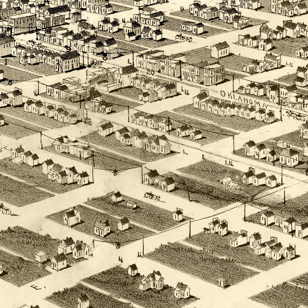 Vintage Map of Guthrie, Oklahoma 1890