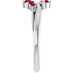 Platinum Natural Ruby Graduated Bypass Ring – image 4