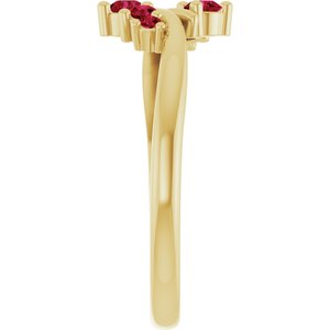 14K Yellow Gold Natural Ruby Graduated Bypass Ring – image 4