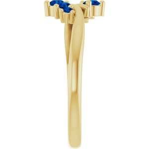14K Yellow Gold Lab-Grown Blue Sapphire Graduated Bypass Ring – image 4