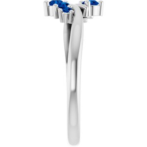 14K White Gold Natural Blue Sapphire Graduated Bypass Ring – image 4