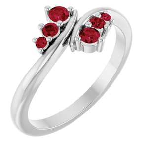 Platinum Natural Ruby Graduated Bypass Ring