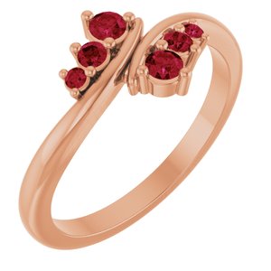14K Rose Gold Natural Ruby Graduated Bypass Ring