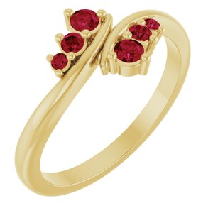 14K Yellow Gold Natural Ruby Graduated Bypass Ring
