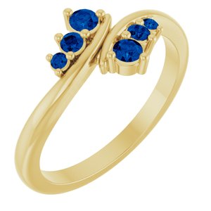 14K Yellow Gold Lab-Grown Blue Sapphire Graduated Bypass Ring