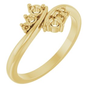 10K Yellow Gold 2.5 mm Round Graduated Bypass Ring Mounting – image 2