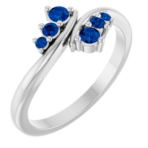 Platinum Natural Blue Sapphire Graduated Bypass Ring