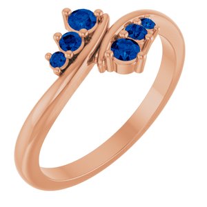 14K Rose Gold Lab-Grown Blue Sapphire Graduated Bypass Ring
